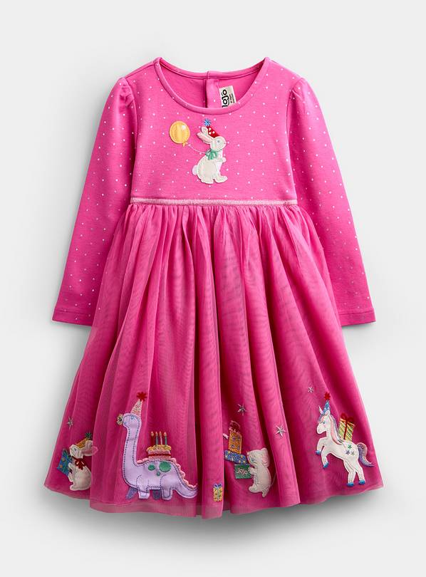 JOJO MAMAN BÉBÉ Party Friends Applique Tulle Dress Bright Pink 2-3 Years